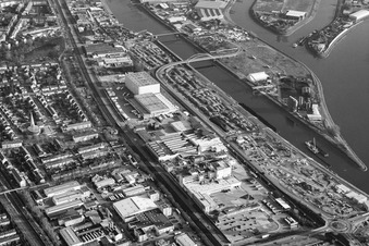 Vue aérienne de Rheinauhafen Duisburger Straße à le quartier Rheinau in Mannheim dans le département Bade-Wurtemberg, Allemagne