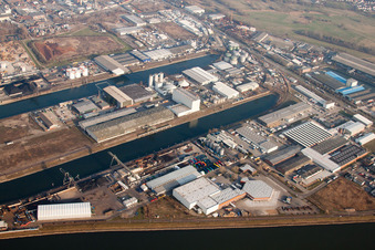 Vue aérienne de Rheinauhafen, Rotterdamer Straße à le quartier Rheinau in Mannheim dans le département Bade-Wurtemberg, Allemagne