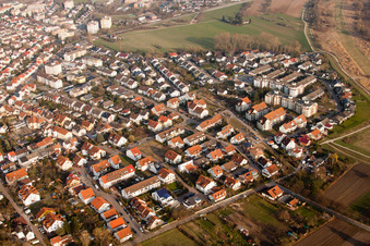 Vue oblique de Quartier Rohrhof in Brühl dans le département Bade-Wurtemberg, Allemagne