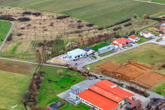 Vue aérienne de Zone industrielle An der Ahlmühle, Timrott Bio-Produkte GmbH à Ilbesheim bei Landau dans le département Rhénanie-Palatinat, Allemagne