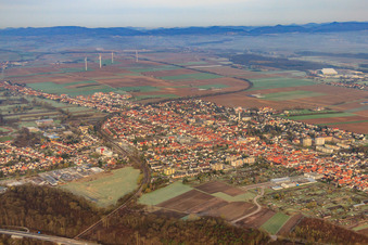 Photographie aérienne de Bienwaldstadt vue du sud-est à Kandel dans le département Rhénanie-Palatinat, Allemagne