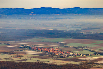 Vue aérienne de Du sud-est à Erlenbach bei Kandel dans le département Rhénanie-Palatinat, Allemagne