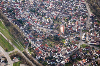 Photographie aérienne de Saint-Valentin à le quartier Daxlanden in Karlsruhe dans le département Bade-Wurtemberg, Allemagne