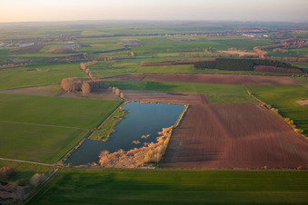 Vue aérienne de Lac à le quartier Mühlberg in Drei Gleichen dans le département Thuringe, Allemagne