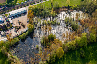 Vue aérienne de Biotope sur Reetzstr à le quartier Söllingen in Pfinztal dans le département Bade-Wurtemberg, Allemagne