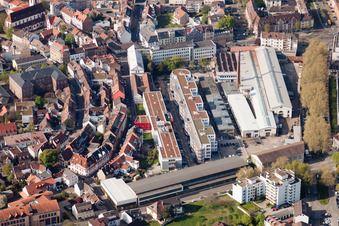 Vue aérienne de À la fonderie à le quartier Durlach in Karlsruhe dans le département Bade-Wurtemberg, Allemagne