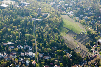 Vue aérienne de Téléphérique de Turmberg à le quartier Durlach in Karlsruhe dans le département Bade-Wurtemberg, Allemagne