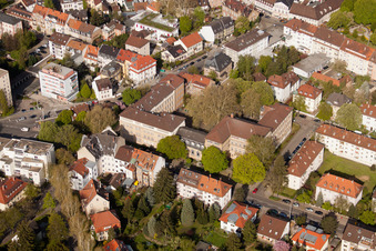 Vue oblique de Gymnase de Markgrafen à le quartier Durlach in Karlsruhe dans le département Bade-Wurtemberg, Allemagne