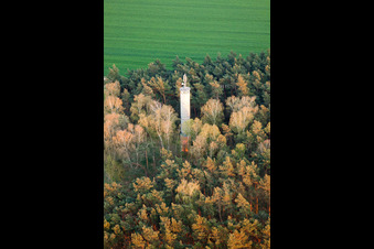 Vue aérienne de Tour radio et émetteur dans la forêt à Jüterbog dans le département Brandebourg, Allemagne