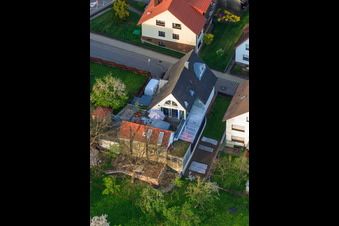 Vue d'oiseau de Brunnenstraße Boucher Bernd Glasstetter à le quartier Völkersbach in Malsch dans le département Bade-Wurtemberg, Allemagne