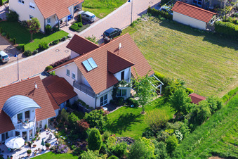 Dans le champ de pois à le quartier Mörzheim in Landau in der Pfalz dans le département Rhénanie-Palatinat, Allemagne vu d'un drone