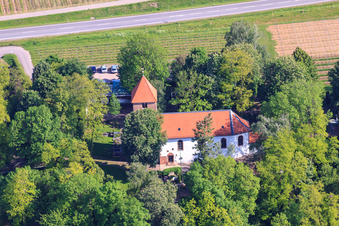 Vue oblique de Église protestante Wollmesheim à le quartier Wollmesheim in Landau in der Pfalz dans le département Rhénanie-Palatinat, Allemagne