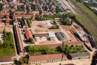 Vue aérienne de Siebenpfeiffer-Allee et Fritz Siegel-Straße : travaux préparatoires pour l'exposition horticole de Landau à Landau in der Pfalz dans le département Rhénanie-Palatinat, Allemagne