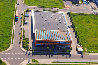 Vue aérienne de LA MAISON D'ALIMENTATION - Landau à le quartier Queichheim in Landau in der Pfalz dans le département Rhénanie-Palatinat, Allemagne