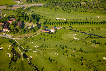 Vue aérienne de Terrain du club de golf Hofgut Scheibenhardt eV à le quartier Beiertheim-Bulach in Karlsruhe dans le département Bade-Wurtemberg, Allemagne