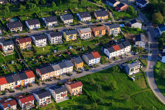 Photographie aérienne de Wieselweg et Iltisweg à le quartier Hohenwettersbach in Karlsruhe dans le département Bade-Wurtemberg, Allemagne