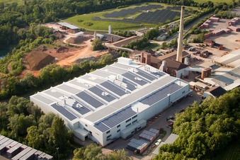 Vue oblique de Installations techniques dans la zone industrielle WIENERBERGER MALSCH dans le quartier de Rot à Malsch dans le département Bade-Wurtemberg, Allemagne