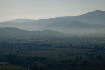 Vue aérienne de Castiglion Fiorentino dans le département Arezzo, Italie