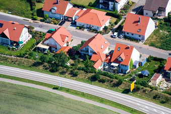 Vue oblique de Nouvelle zone de développement Hardtwald à le quartier Hardtwald in Neupotz dans le département Rhénanie-Palatinat, Allemagne