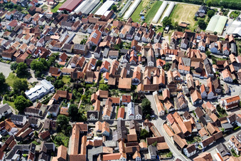 Vue aérienne de Aperçu du village à Neupotz dans le département Rhénanie-Palatinat, Allemagne