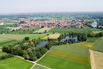 Vue aérienne de Zones riveraines du lac Fischmal à Leimersheim dans le département Rhénanie-Palatinat, Allemagne