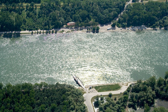 Photographie aérienne de Ferry du Rhin à Leopoldshafen à Leimersheim dans le département Rhénanie-Palatinat, Allemagne