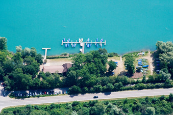 Vue aérienne de Bourse de voile Leopoldshafen eV à le quartier Leopoldshafen in Eggenstein-Leopoldshafen dans le département Bade-Wurtemberg, Allemagne