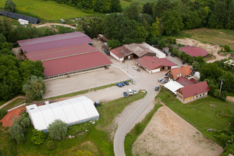 Haras de la Neée à Neewiller-près-Lauterbourg dans le département Bas Rhin, France vue d'en haut