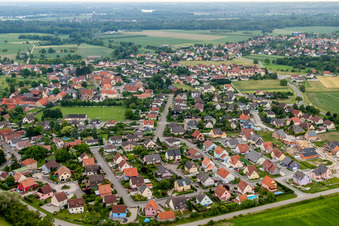 Vue aérienne de Champs agricoles et terres agricoles à Stattmatten dans le département Bas Rhin, France