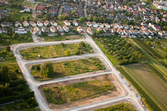 Vue aérienne de Aménagement du nouveau quartier résidentiel Beethovenstrasse Richard-Wagner-Allee à le quartier Urloffen in Appenweier dans le département Bade-Wurtemberg, Allemagne