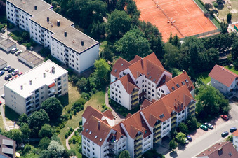 Vue aérienne de Bague fleur à Jockgrim dans le département Rhénanie-Palatinat, Allemagne