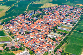 Vue aérienne de Vue du village depuis le sud-ouest à Neupotz dans le département Rhénanie-Palatinat, Allemagne