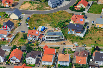 Vue aérienne de Chemin des Bleuets à le quartier Hardtwald in Neupotz dans le département Rhénanie-Palatinat, Allemagne