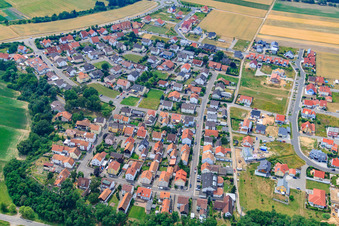 Vue aérienne de Vue du quartier depuis l'est à le quartier Hardtwald in Neupotz dans le département Rhénanie-Palatinat, Allemagne