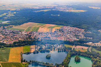 Vue aérienne de Zone de loisirs locale de Sollachsee à le quartier Sondernheim in Germersheim dans le département Rhénanie-Palatinat, Allemagne