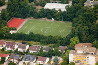Vue aérienne de HD-Boxberg, terrains de sport à le quartier Boxberg in Heidelberg dans le département Bade-Wurtemberg, Allemagne