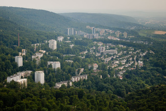 Vue aérienne de HD-Boxberg du nord à le quartier Boxberg in Heidelberg dans le département Bade-Wurtemberg, Allemagne