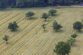 Vue aérienne de Travaux de tonte au Bierhelderhof à le quartier Rohrbach in Heidelberg dans le département Bade-Wurtemberg, Allemagne