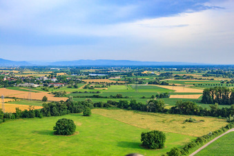 Vue aérienne de Piste de l'aérodrome Kehl-Sundheim depuis le nord à le quartier Sundheim in Kehl dans le département Bade-Wurtemberg, Allemagne