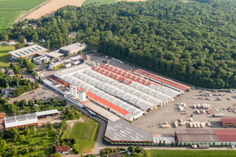 Locaux de l'usine WeberHaus GmbH & Co. KG à le quartier Linx in Rheinau dans le département Bade-Wurtemberg, Allemagne vue d'en haut