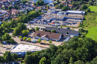 Vue aérienne de Lauterburger Straße, chantier d'agrandissement d'Aldi à Kandel dans le département Rhénanie-Palatinat, Allemagne