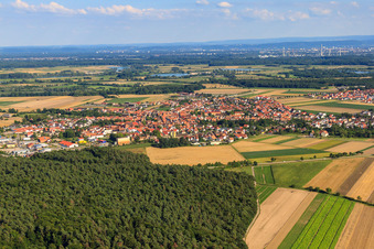 Vue oblique de Vue de la ville depuis l'ouest à Rheinzabern dans le département Rhénanie-Palatinat, Allemagne