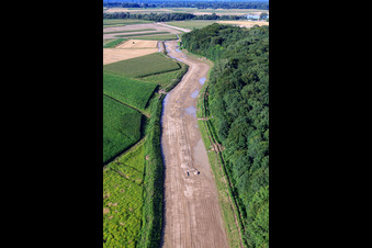Vue aérienne de Chantier de construction du polder près de Neupotz à Jockgrim dans le département Rhénanie-Palatinat, Allemagne