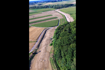 Photographie aérienne de Chantier de construction du polder près de Neupotz à Jockgrim dans le département Rhénanie-Palatinat, Allemagne