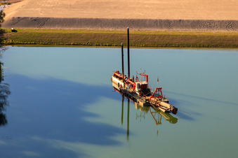 Vue aérienne de Chantier de construction du polder à Neupotz à Neupotz dans le département Rhénanie-Palatinat, Allemagne
