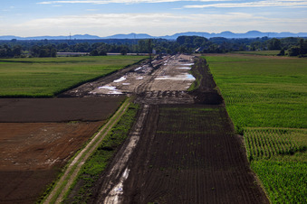 Vue d'oiseau de Chantier de construction du polder à Neupotz à Neupotz dans le département Rhénanie-Palatinat, Allemagne