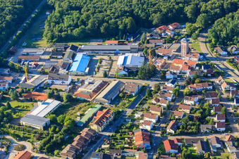 Vue aérienne de Menuiserie EL & K à Jockgrim dans le département Rhénanie-Palatinat, Allemagne