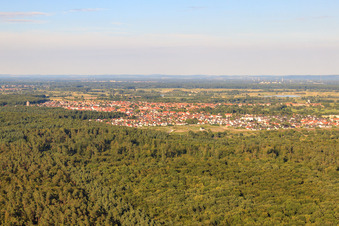 Vue aérienne de Vue de la ville depuis l'est à Jockgrim dans le département Rhénanie-Palatinat, Allemagne