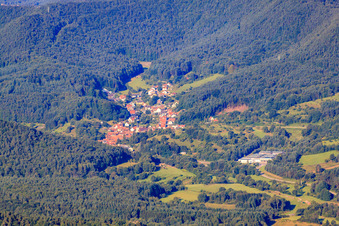 Vue aérienne de Village de la forêt du Palatinat vu de l'est à Schwanheim dans le département Rhénanie-Palatinat, Allemagne