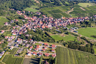 Champs agricoles et terres agricoles à Rott dans le département Bas Rhin, France d'en haut